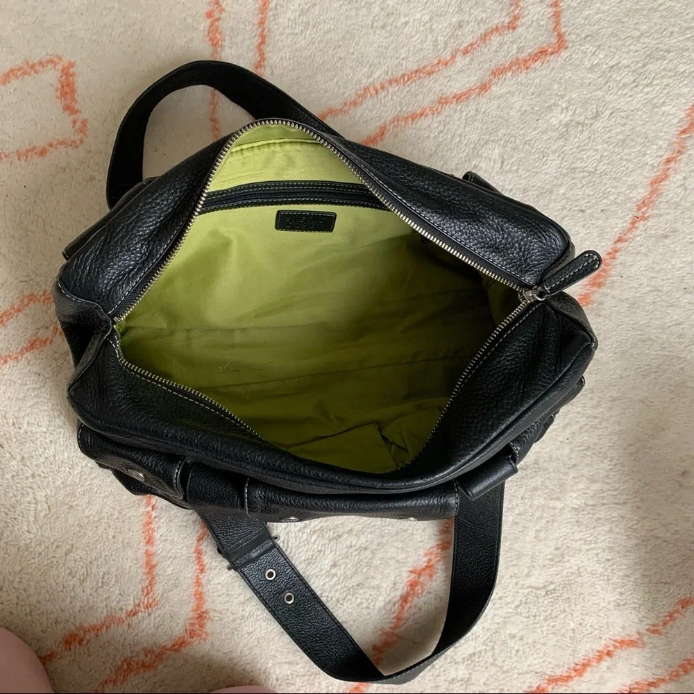 Sigrid Olson Black Leather Purse Handles Bag Soft Leather